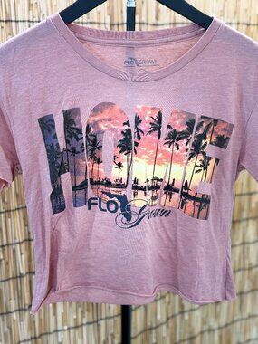 FloGrown Cropped Pink Tshirt that says HOME